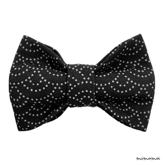 Child dark with beige dotted bow tie, cotton