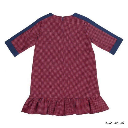 Frill Panel Dress red and navy