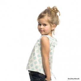 Stamped in blue ruffle blouse