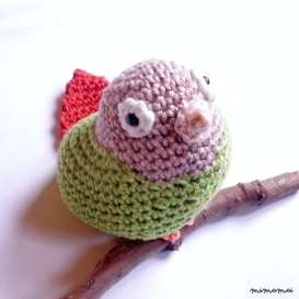 Greencheek Conure stuffed animal, bird crochet toy, amigurumi conure