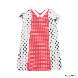 Collar T Dress pink and black dots