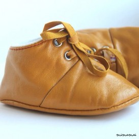 18-24 Months Slippers / Baby Shoes Lamb Leather Mustard