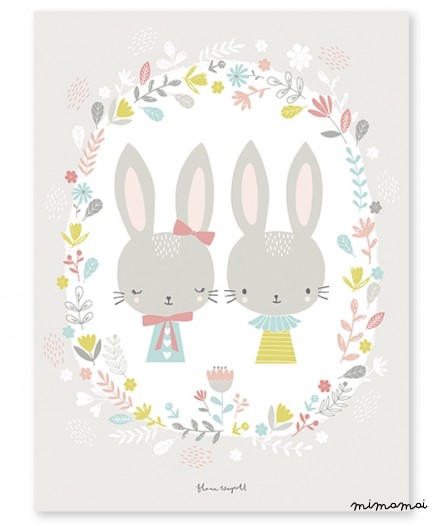 Affiche b&eacute;b&eacute; enfant lapins