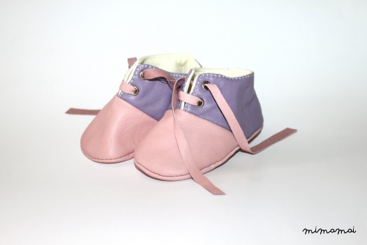 6-12 Months Slippers / Baby Shoes Lamb Leather pink Purple Pastel Colors