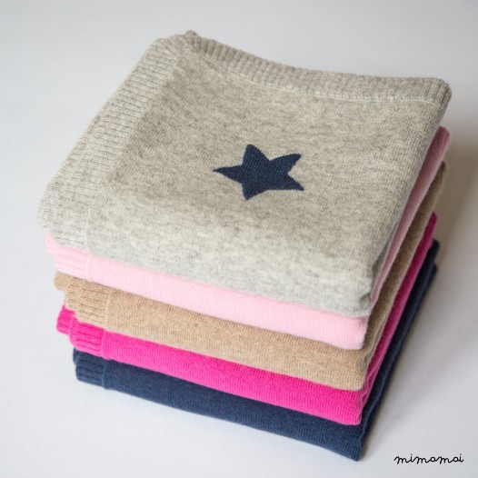 Cashmere Baby Blanket with Star - Light Rose
