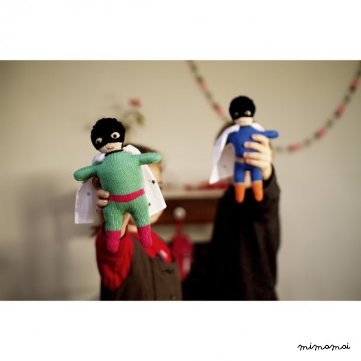 Superhero doll - Green & Fuchsia