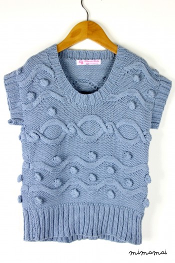 Denim organic handknit