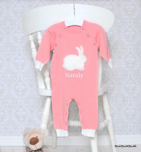 Personalised Cotton Knit Pink Baby Romper