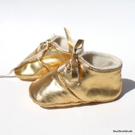 3 - 6 Months Slippers / Baby Shoes Lamb Golden Glitter Dore