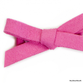 Barrette &agrave; Noeud Simili Daim - Rose Fuschia
