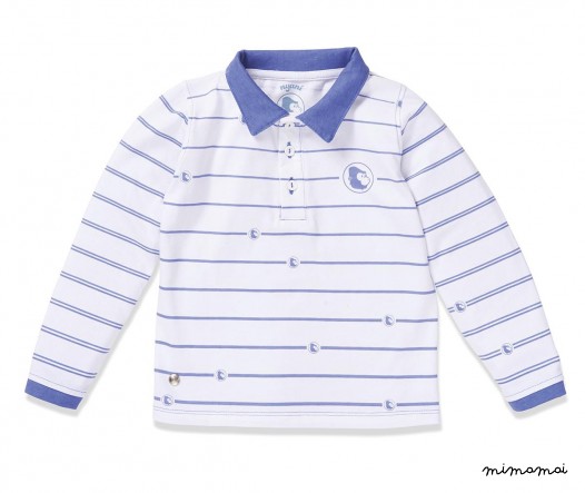 Shirt LS Logo Polo white/blue