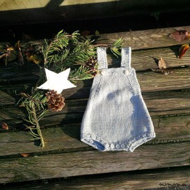 Baby romper, handmade knitwear of organic cotton, pale rose