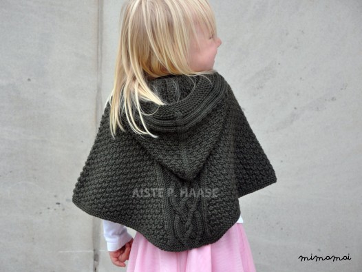 Hand-knitted Girl's Poncho/Merino wool