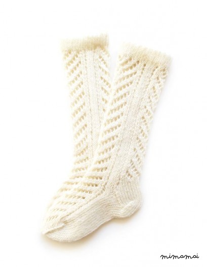 Babies/Children's knitted lambswool knee-high lace socks/stockings