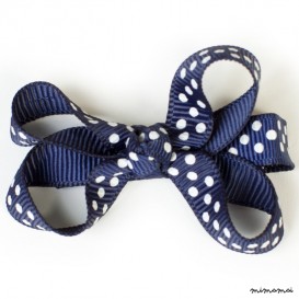 Small Navy Dotted Bow