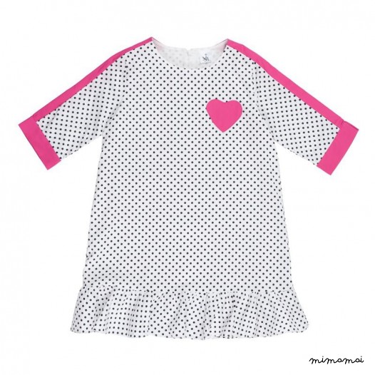Frill Panel Dress mini black dots
