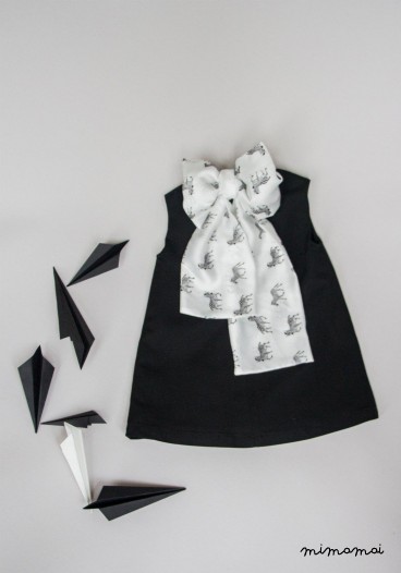 Black woolen Zebra ribbon dress