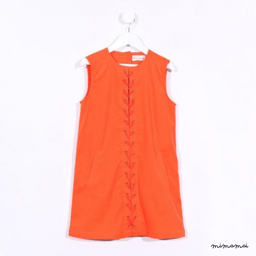 Sleeveless Eyelet Dress orange