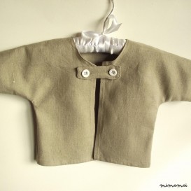 Natural linen baby jacket. Tan
